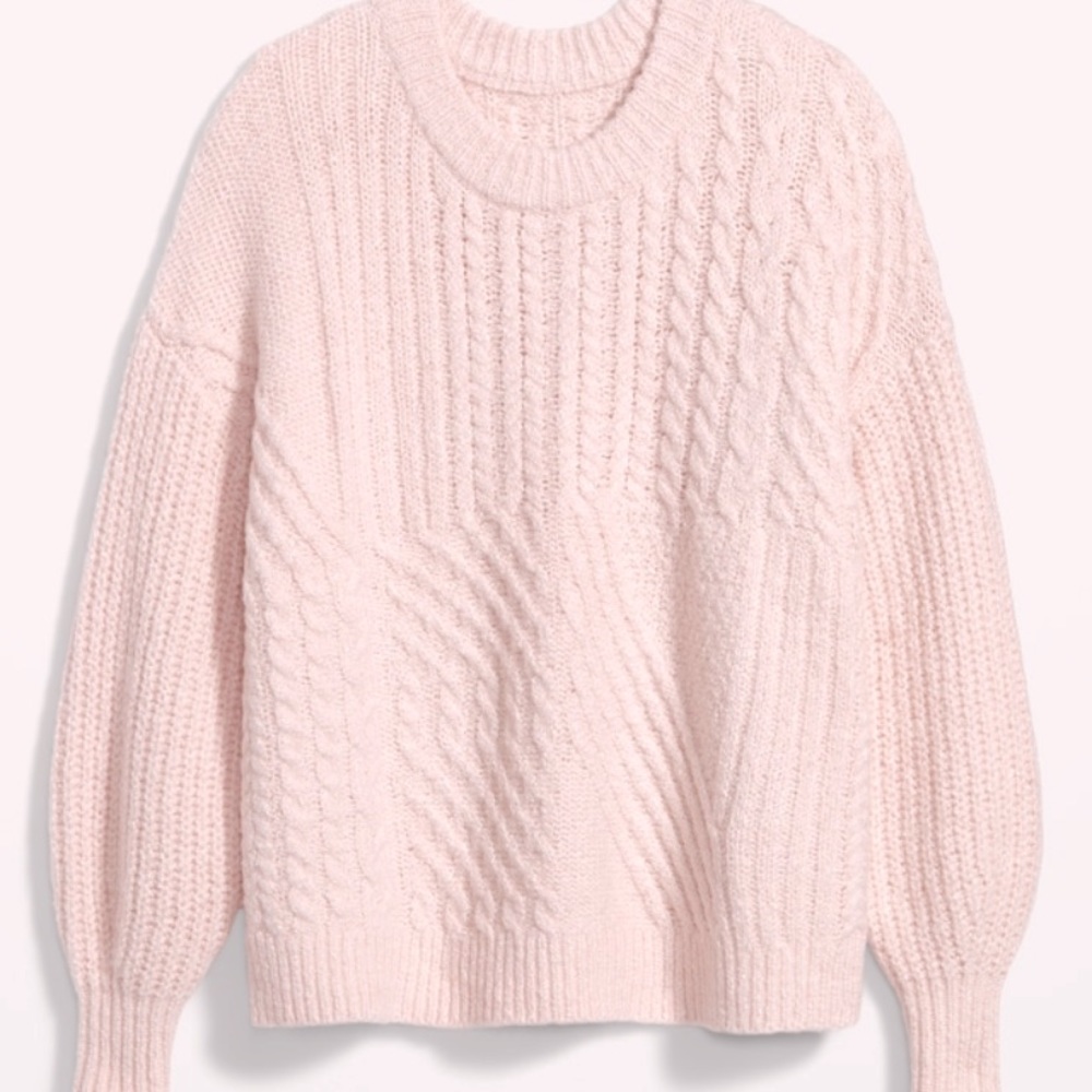 Cozy Cable-knit blouson-sleeve sweater
